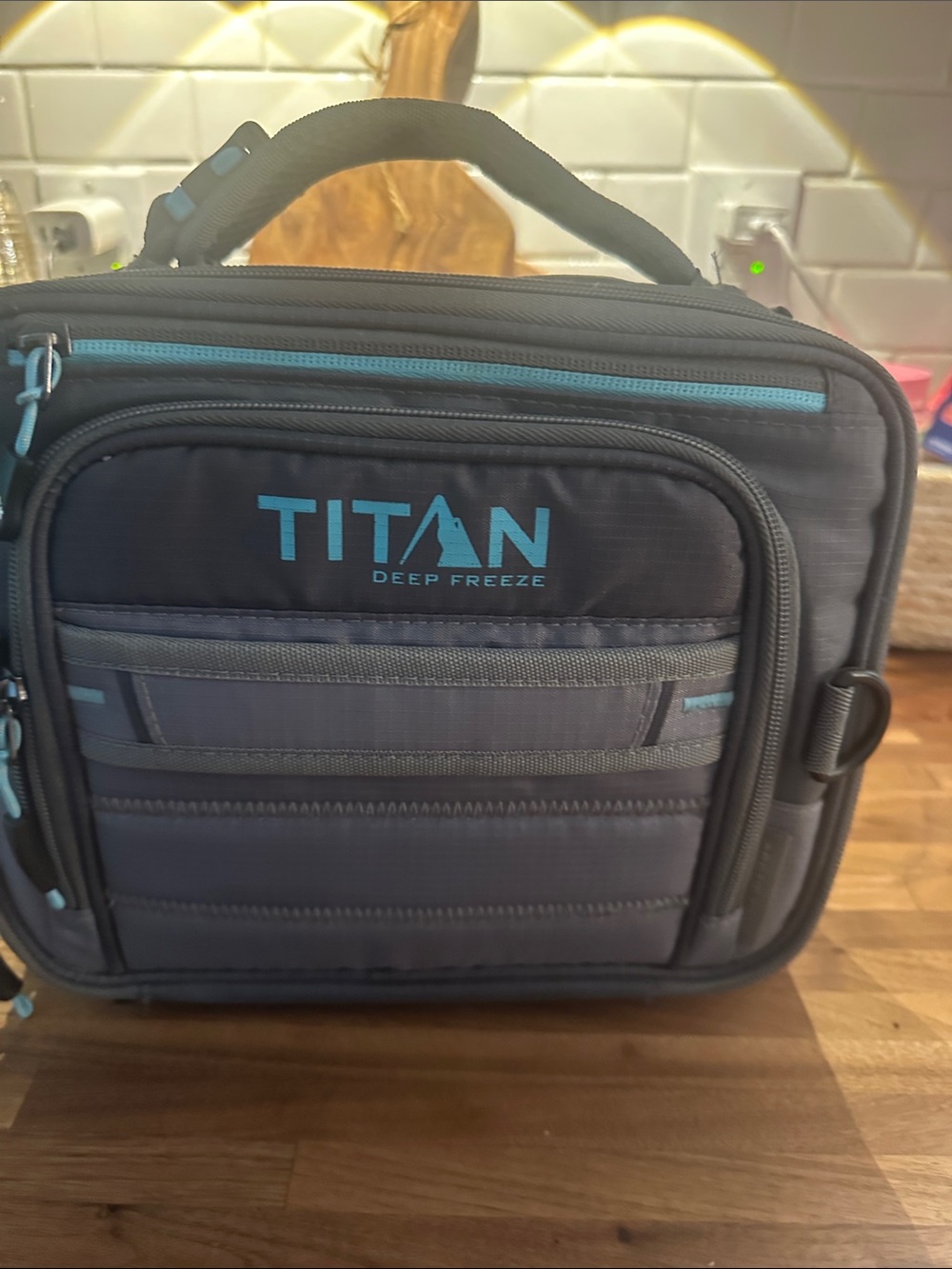 Titan Men's Deep Freeze Toiletry/Travel Bag in Gray with Teal Accents